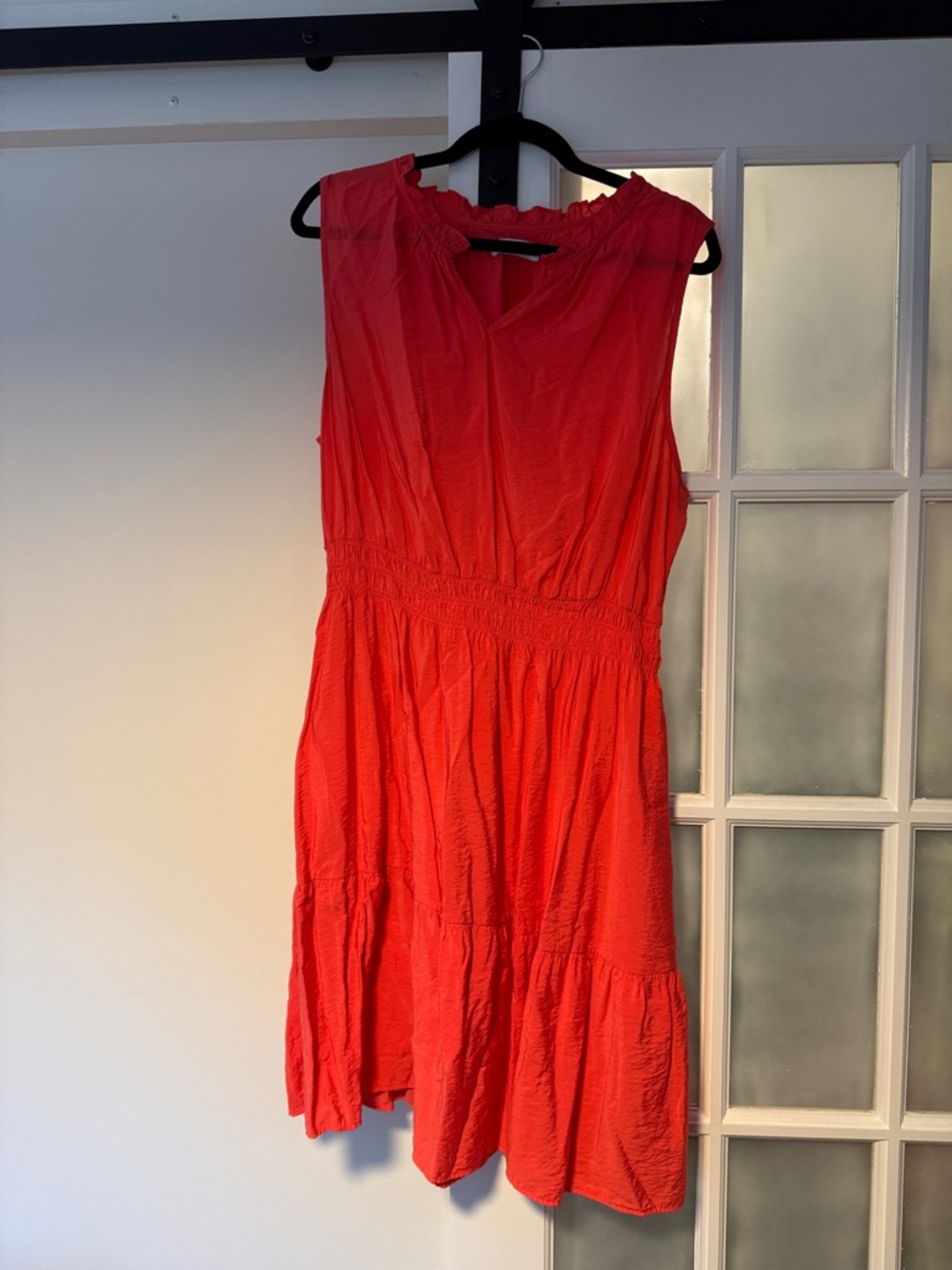 Sleeveless Coral summer Dress - Casual Tiered Waist